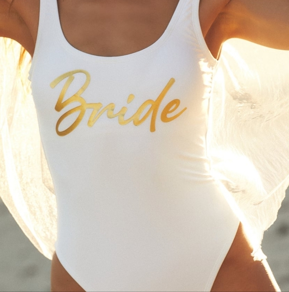 Lulu's Dive Into Romance white bride one piece low scoop back swimsuit - Picture 4 of 15